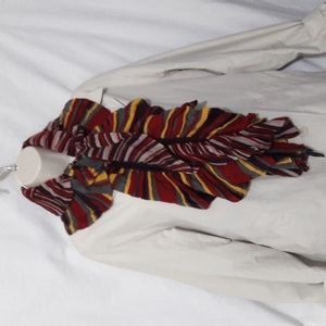 Ann Klein Women Paprika Multi Stripe Boa Scarf Length 9X54 Multicolor NWT